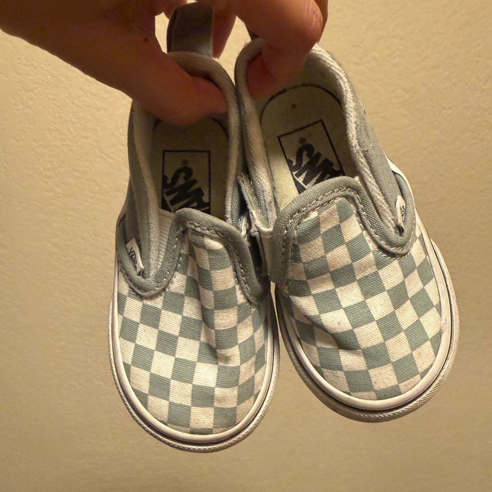 Vans Kids Slip-On Checkerboard Shoes - Gray/White - Size 5C